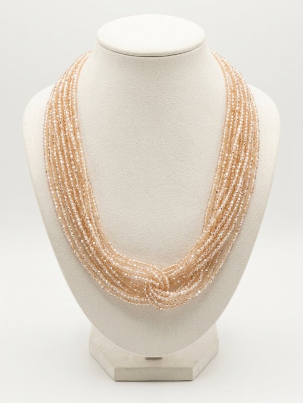 Champagne Crystal Beaded Twist Necklace